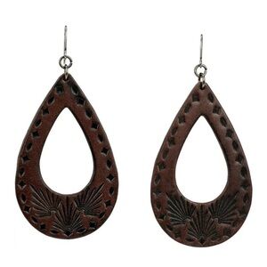 Justin Boots Brown Leather Cutout Earrings